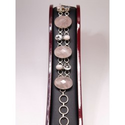 Pulsera Cuarzo Rosa y Plata